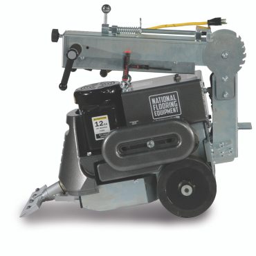 Walk-behind scraper with folding handle for versatility.